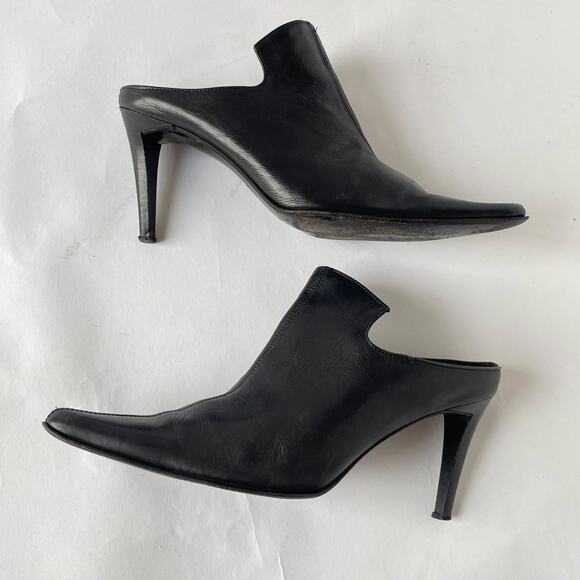 Kenneth Cole 90s Y2K Stiletto Mule Pointy Toe Leather Slide Pump Italy 6.5 Open - Picture 2 of 6